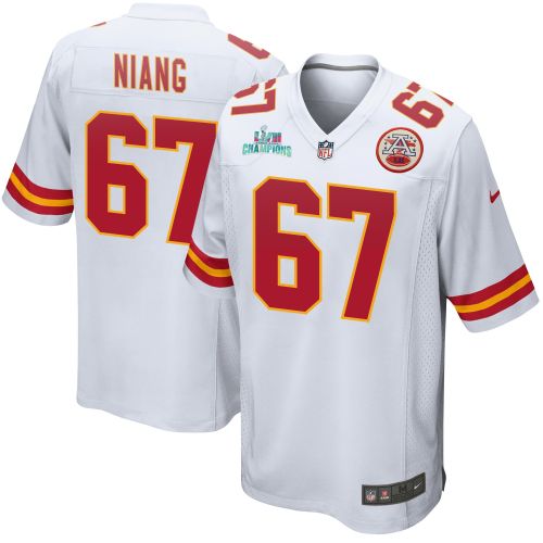 Lucas Niang 67 Kansas City Chiefs Super Bowl LVII Champions Men Game Jersey - White