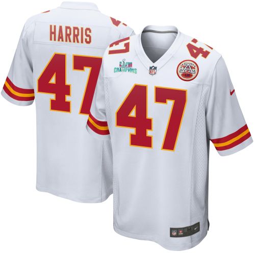 Darius Harris 47 Kansas City Chiefs Super Bowl LVII Champions Men Game Jersey - White