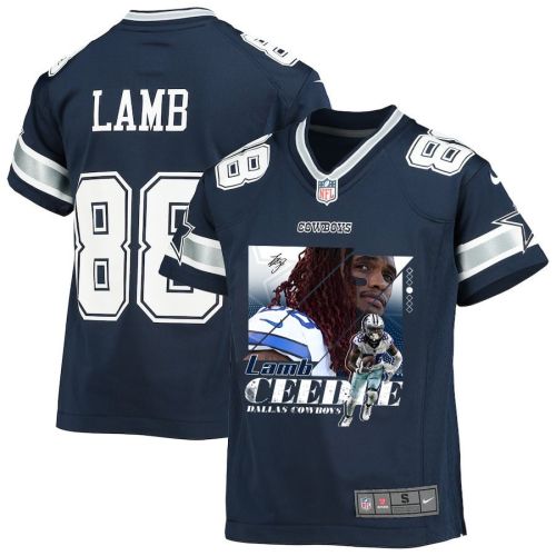 CeeDee Lamb 88 Dallas Cowboys Signed Glass Home Game YOUTH Jersey - Navy