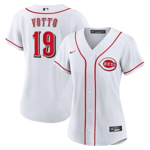 Joey Votto 19 Cincinnati Reds Women Home Jersey - White