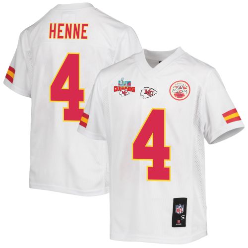 Chad Henne 4 Kansas City Chiefs Super Bowl LVII Champions 3 Stars Youth Game Jersey - White