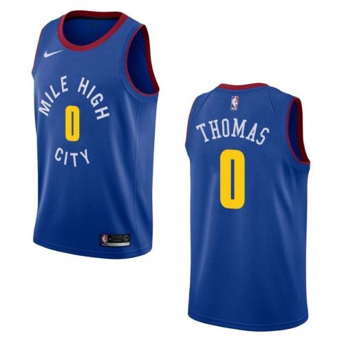 Men's Denver Nuggets 0 Isaiah Thomas Statement Swingman Jersey - Blue