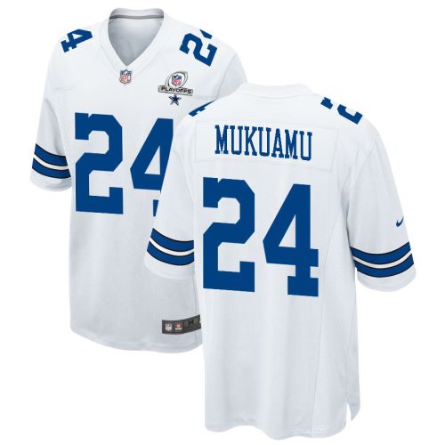 Israel Mukuamu 24 Dallas Cowboys 2023 Playoffs Patch Game Men Jersey - White