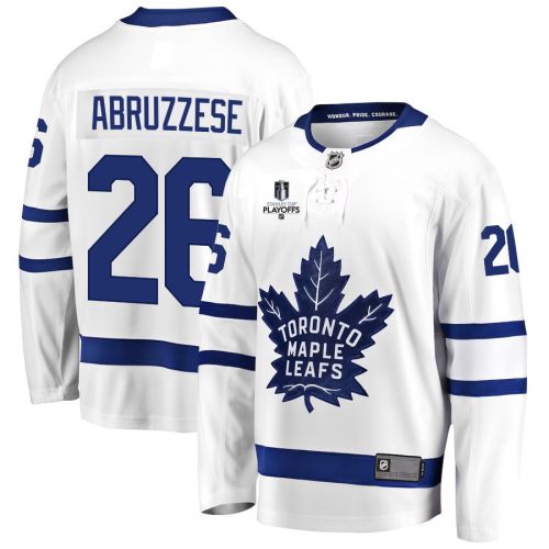 Nicholas Abruzzese 26 Toronto Maple Leafs Stanley Cup 2023 Playoffs Patch Away Breakaway Men Jersey - White