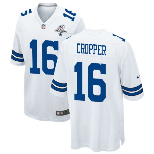 Jalen Cropper 16 Dallas Cowboys 2023 Playoffs Patch Game Men Jersey - White