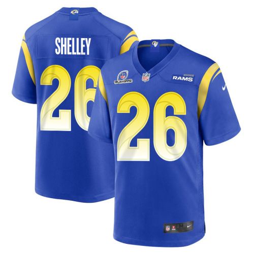 Duke Shelley 26 Los Angeles Rams 2023 Playoffs Patch Game Men Jersey - Royal