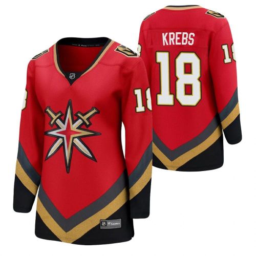 Women Jersey Vegas Golden Knights Peyton Krebs 18 Reverse Retro Red Jersey