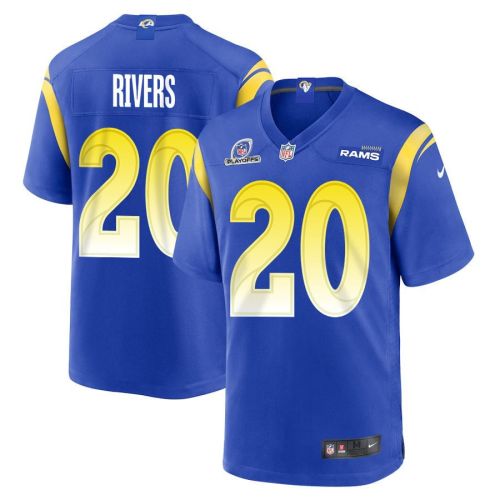 Ronnie Rivers 20 Los Angeles Rams 2023 Playoffs Patch Game Men Jersey - Royal