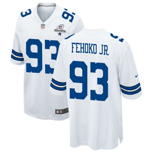 Viliami Fehoko Jr. 93 Dallas Cowboys 2023 Playoffs Patch Game Men Jersey - White