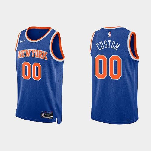 New York Knicks 00 Custom 2022-23 Icon Edition Royal Men Jersey