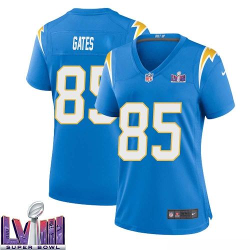 Antonio Gates 85 Los Angeles Chargers Super Bowl LVIII Women Home Game Jersey - Powder Blue