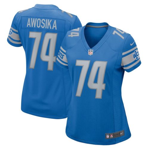 Kayode Awosika 74 Detroit Lions Women Home Game Jersey - Blue