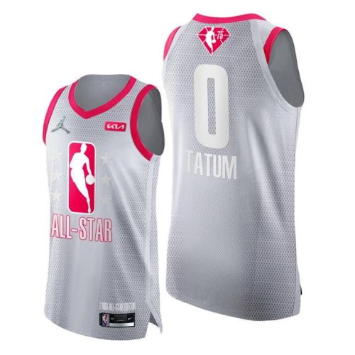 2022 All-Star Celtics 0 Jayson Tatum Grey Red Jersey 75th - Men