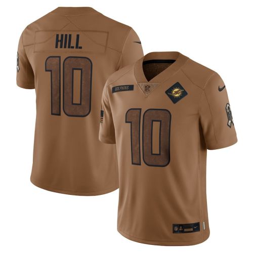 Tyreek Hill 10 Miami Dolphins 2023 Salute To Service Men Limited Jersey - Brown