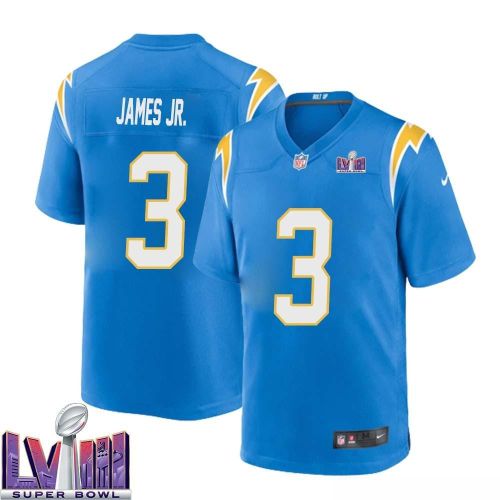 Derwin James Jr. 3 Los Angeles Chargers Super Bowl LVIII Men Home Game Jersey - Powder Blue