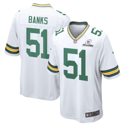 Keshawn Banks 51 Green Bay Packers 2024 Divisional Patch Game Men Jersey - White