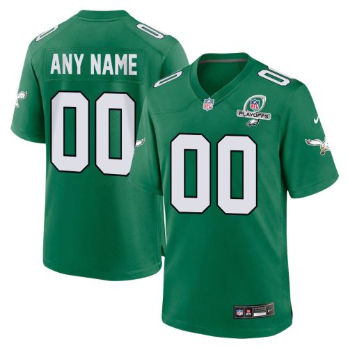 Philadelphia Eagles 2023 Playoffs Patch Alternate Game Men Custom Jersey - Kelly Green