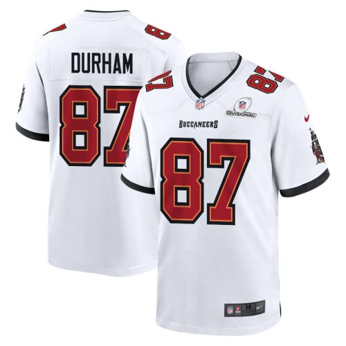 Payne Durham 87 Tampa Bay Buccaneers 2024 Divisional Patch Game Men Jersey - White