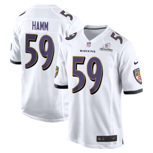 Malik Hamm 59 Baltimore Ravens 2024 Divisional Patch Game Men Jersey - White