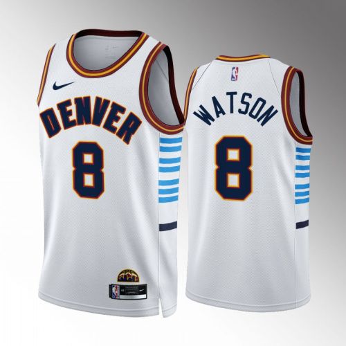 Peyton Watson 8 2022-23 Denver Nuggets White City Edition Jersey Swingman