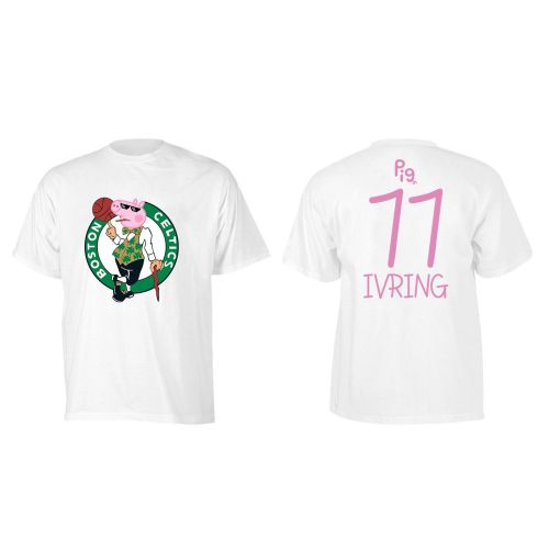 Kyrie Irving 11 Boston Celtics Pig Print T-Shirt - White