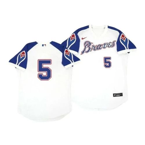 Atlanta Braves Freddie Freeman 5 Cooperstown White Throwback Home Jersey