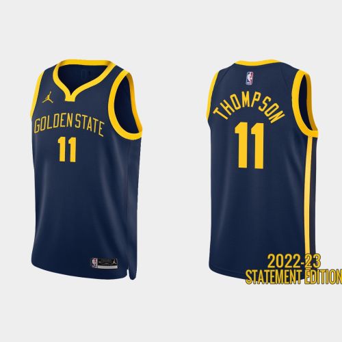 Golden State Warriors 11 Klay Thompson 2022-23 Statement Edition Navy Men Jersey