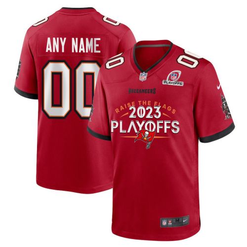 Tampa Bay Buccaneers Raise The Flags 2023 Playoffs Game Men Custom Jersey - Red