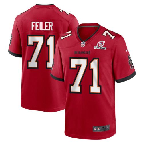 Matt Feiler 71 Tampa Bay Buccaneers 2024 Divisional Patch Game Men Jersey - Red