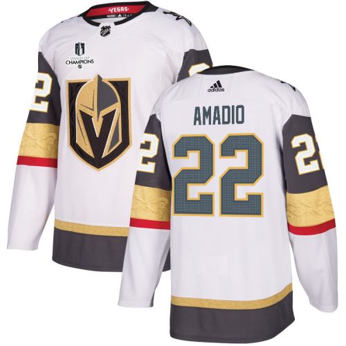 Mike Amadio 22 Vegas Golden Knights Stanley Cup 2023 Champions Patch Away Breakaway Men Jersey - White