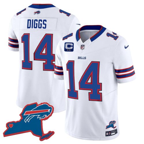 Stefon Diggs 14 Buffalo Bills New York Patch Game Men Jersey - White