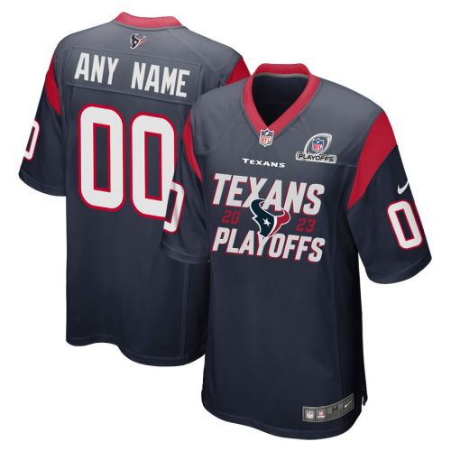 Houston Texans 2023 Playoffs Iconic Game Men Custom Jersey - Navy