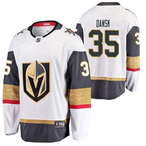 Men Vegas Golden Knights Oscar Dansk 35 Away Breakaway Player White Jersey Jersey