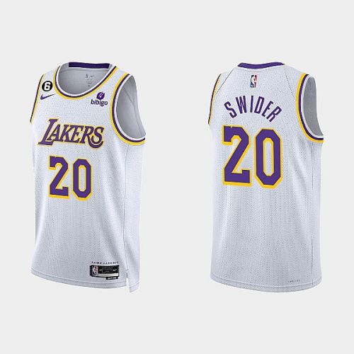 Los Angeles Lakers Cole Swider 20 2022-23 Association Edition White Men Jersey Swingman