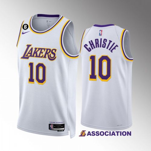 Los Angeles Lakers 10 Max Christie 2022-23 Association Edition White Jersey NO.6 Patch