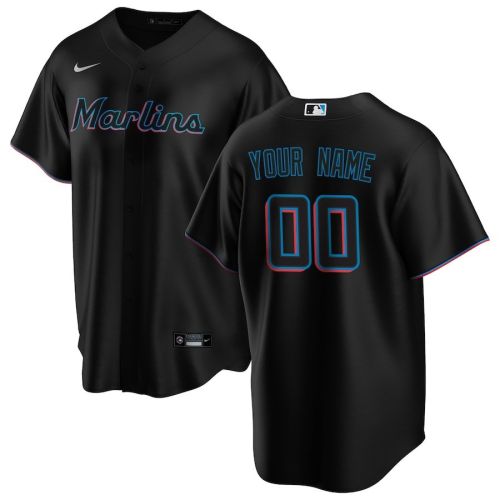 Miami Marlins Alternate Custom Men Jersey - Black