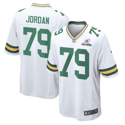 Michael Jordan 79 Green Bay Packers 2023 Playoffs Patch Game Men Jersey - White