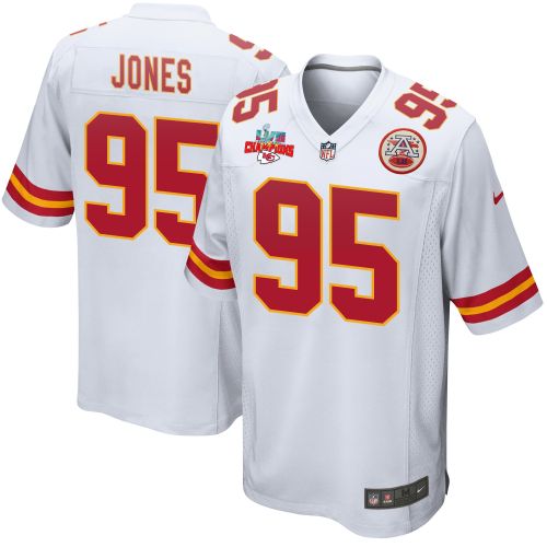 Chris Jones 95 Kansas City Chiefs Super Bowl LVII Champions 3 Stars Men Game Jersey - White