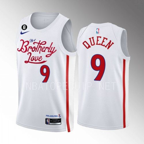 Trevelin Queen 9 2022-23 Philadelphia 76ers White City Edition Men Jersey Swingman