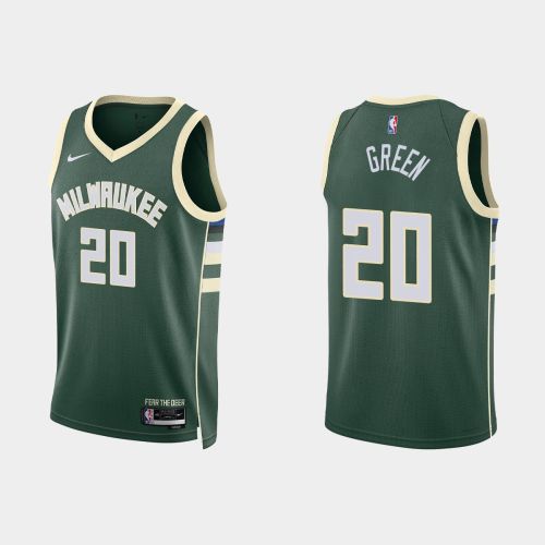 Milwaukee Bucks 20 A. J. Green 2022-23 Icon Edition Hunter Green Men Jersey