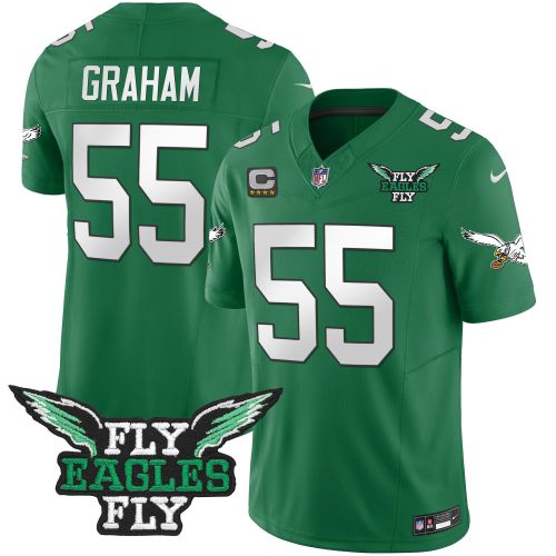 Brandon Graham 55 Philadelphia Eagles Fly Eagles Fly Patch Alternate Game Men Jersey - Kelly Green