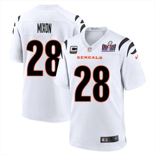 Joe Mixon 28 Cincinnati Bengals Super Bowl LVIII Men Away Limited Jersey - White