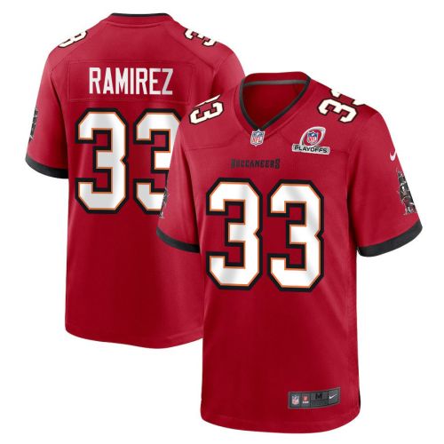 Jose Ramirez 33 Tampa Bay Buccaneers 2023 Playoffs Patch Game Men Jersey - Red