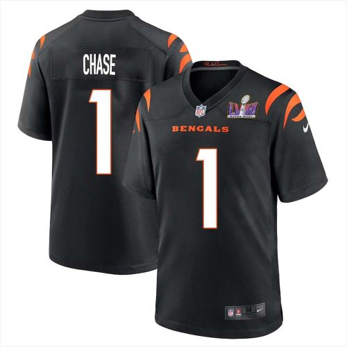 Ja’Marr Chase 1 Cincinnati Bengals Super Bowl LVIII Men Home Limited Jersey - Black