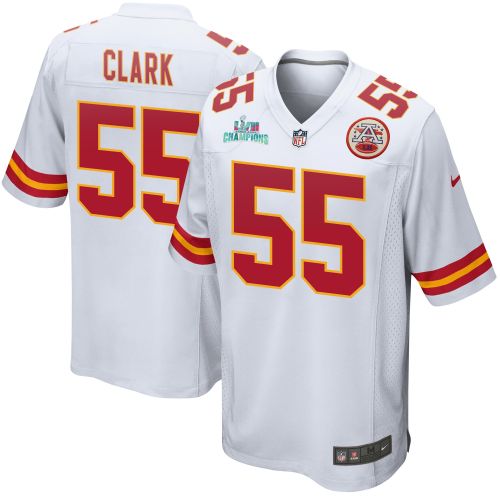 Frank Clark 55 Kansas City Chiefs Super Bowl LVII Champions Men Game Jersey - White