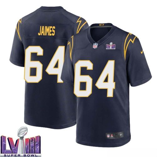 Brenden Jaimes 64 Los Angeles Chargers Super Bowl LVIII Men Alternate Game Jersey - Navy