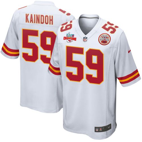 Joshua Kaindoh 59 Kansas City Chiefs Super Bowl LVII Champions 3 Stars Men Game Jersey - White