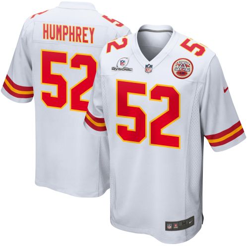 Creed Humphrey 52 Kansas City Chiefs 2024 Divisional Patch Game Men Jersey - White