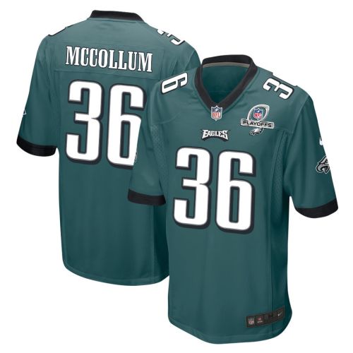 Tristin McCollum 36 Philadelphia Eagles 2023 Playoffs Patch Game Men Jersey - Midnight Green