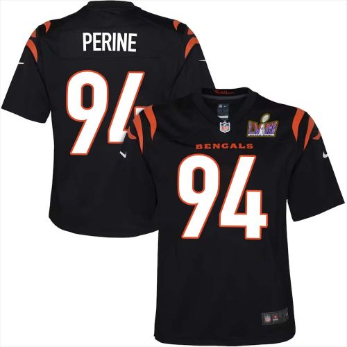 Samaje Perine 94 Cincinnati Bengals Super Bowl LVIII YOUTH Home Limited Jersey - Black